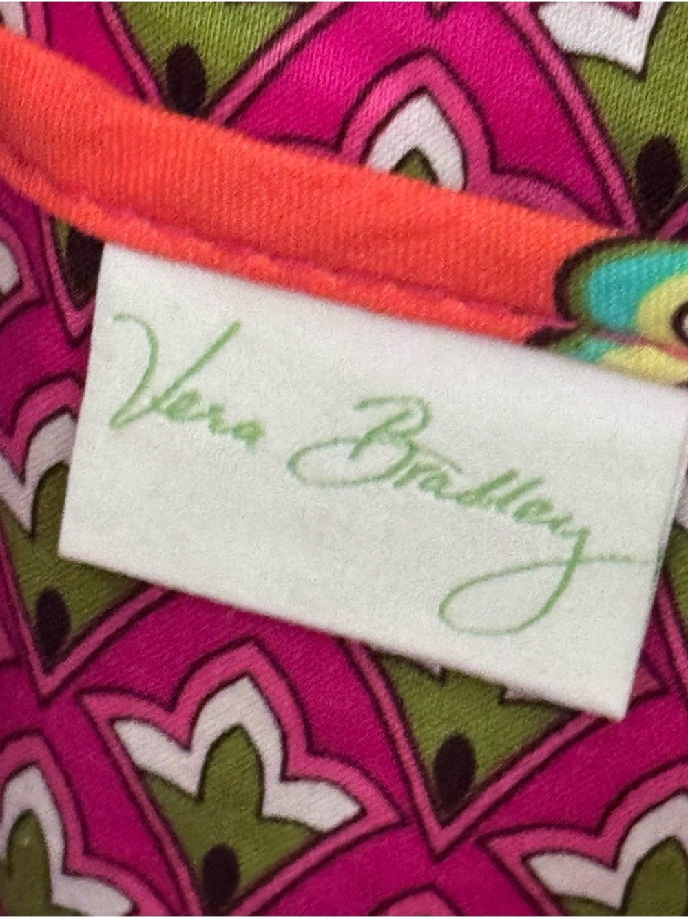 Vera Bradley Bright Pink Floral Cotton Quilted Ladies Tote Bag Purse - Picture 8 of 8